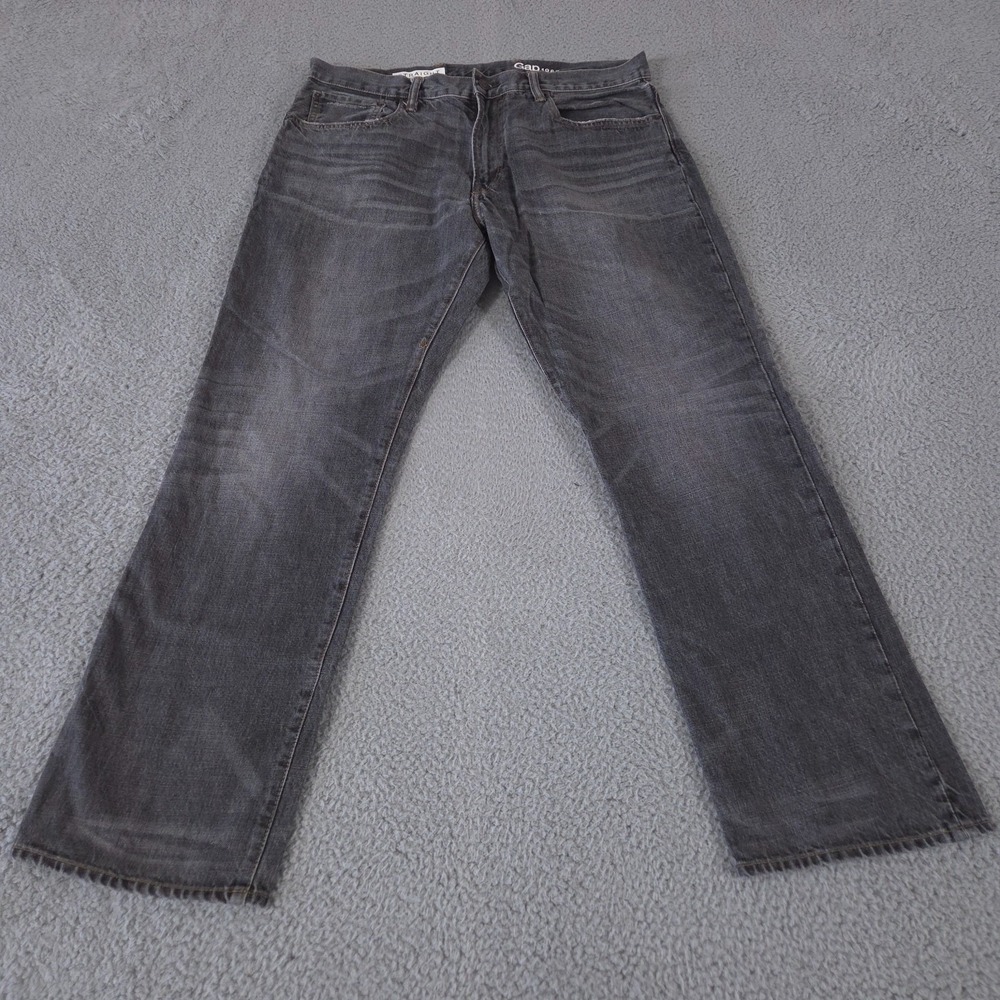 Gap 1969 Jeans Mens 36x32 Gray Straight Mid Rise Light Wash Denim Cotton Preppy